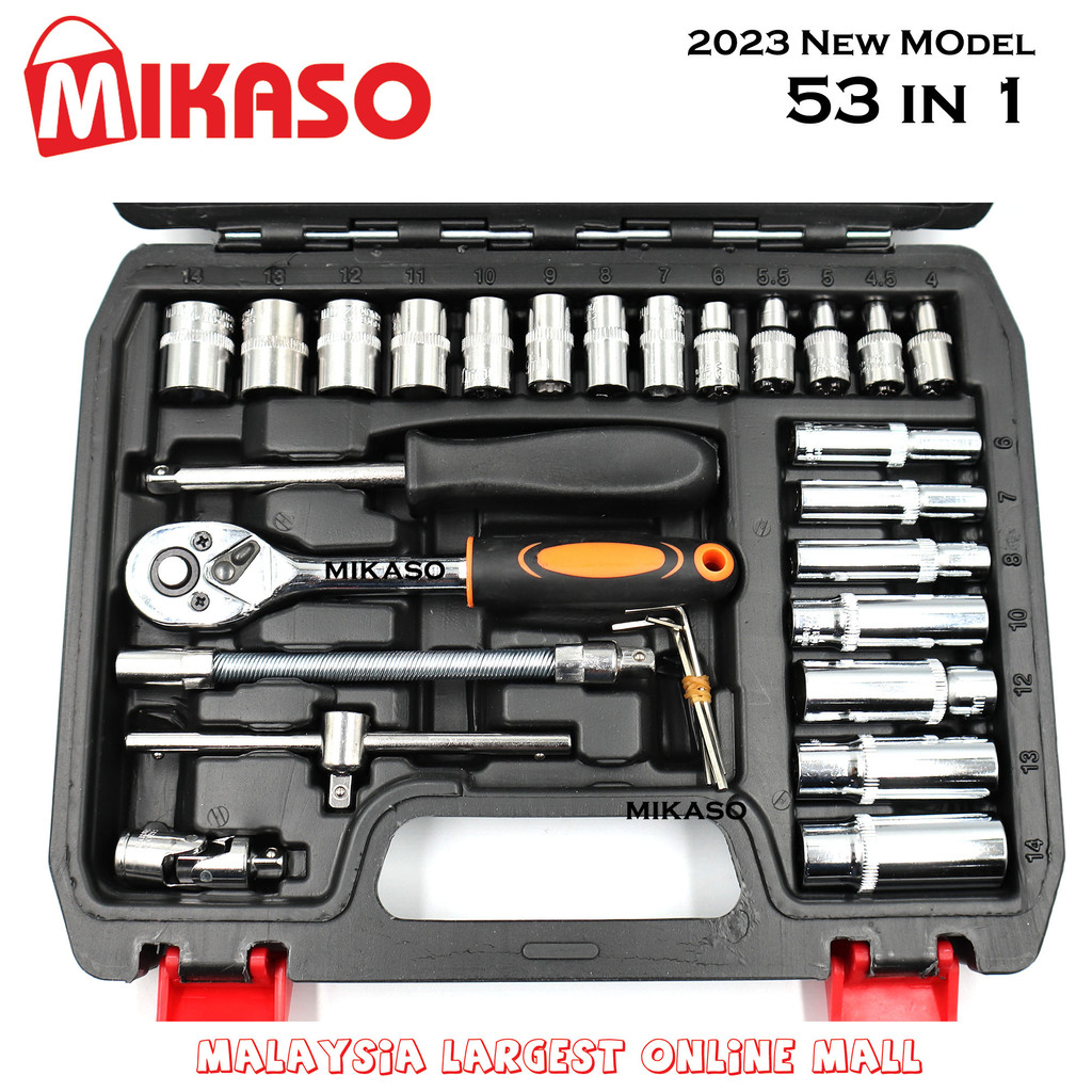 [Saiz 1/4] 53 pcs Ratchet Box Socket Set Box Set Spanner Set Wrench Set ...