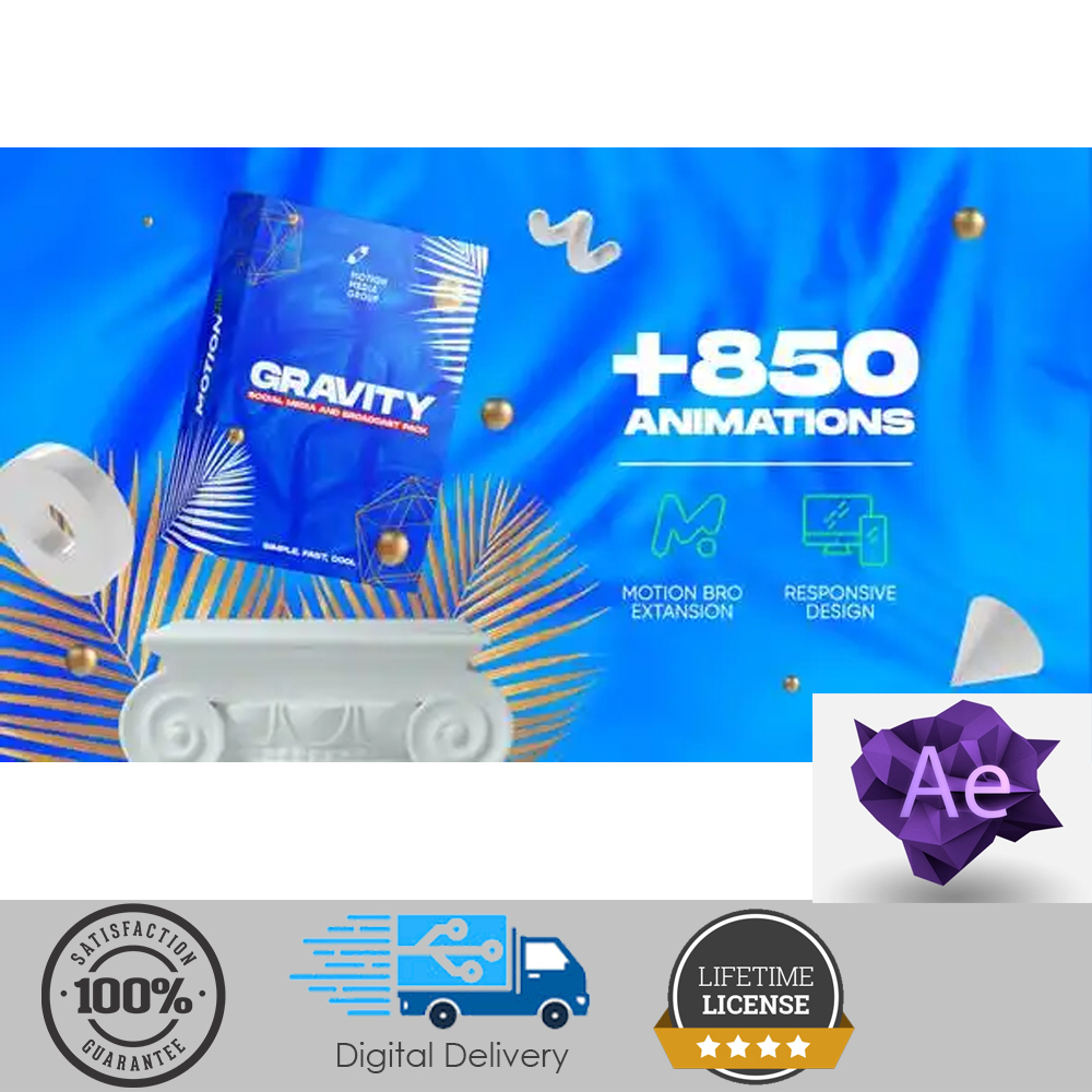 AE extension script: Gravity | 850 creative text titles, media texture ...