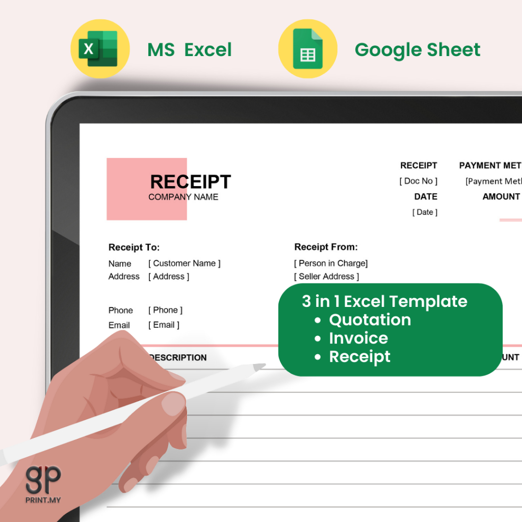Auto Calculation Invoice Template Exce| 3 in 1 Quotation, Invoice ...