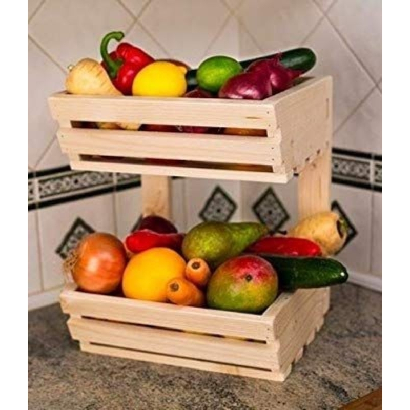 2 Tier Onion Rack Fruit Basket Storage Rak bawang Bertingkat Vegetable ...