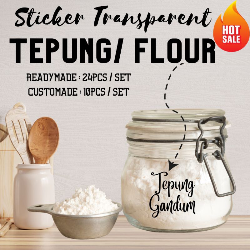 Readymade Pcs Sticker Kichen Label Dapur Khas Untuk Pelbagai Jenis Tepung Flour