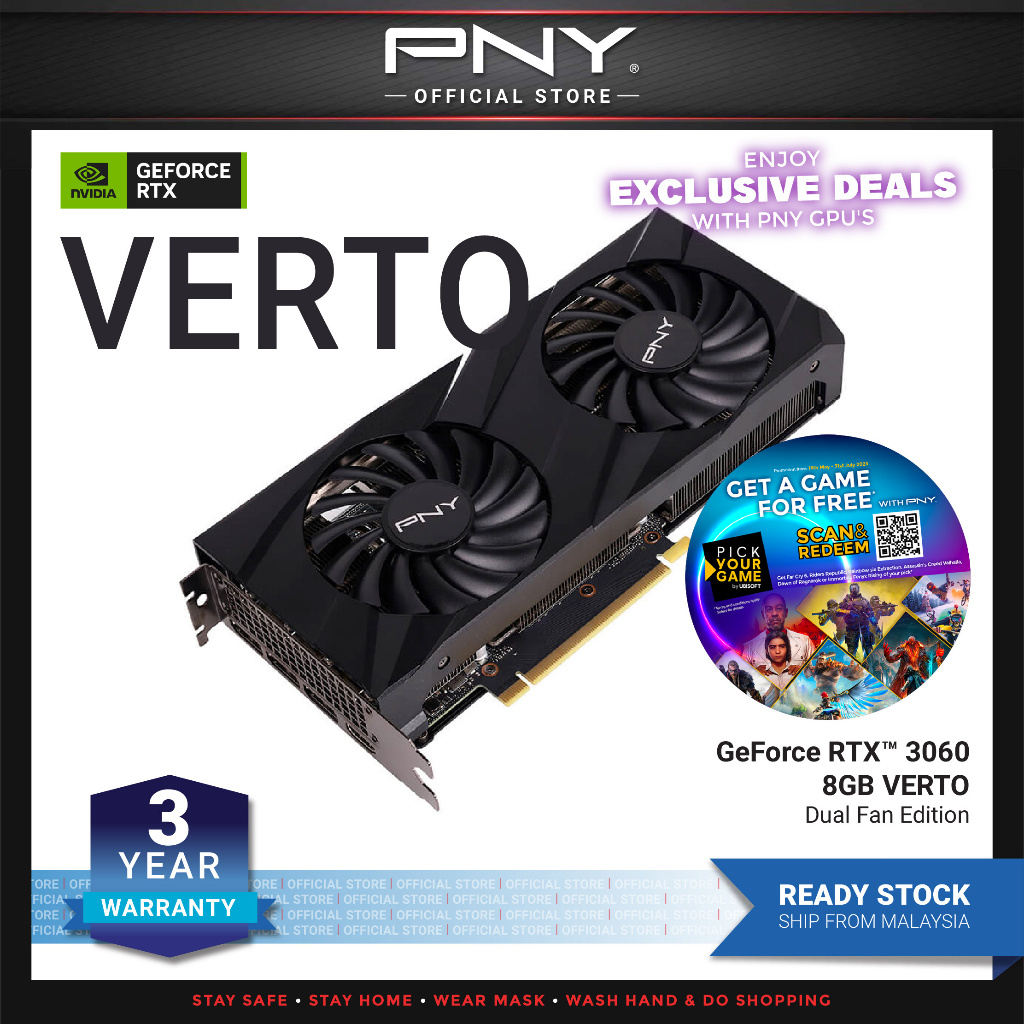 PNY GeForce RTX 3060 Ti 8GB VERTO Dual Fan LHR - Carte graphique - | Muséericorde