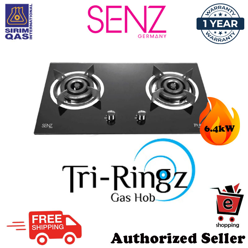 SENZ SZ-GS388 Tri-Ringz Twin Burner Gas Stove with 6.4kW Fast Ignition ...