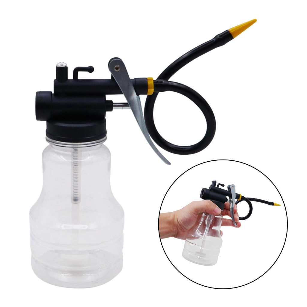 MKR Autozone Transparent 250ML Clear Oil Can High Pressure Oiler Grease