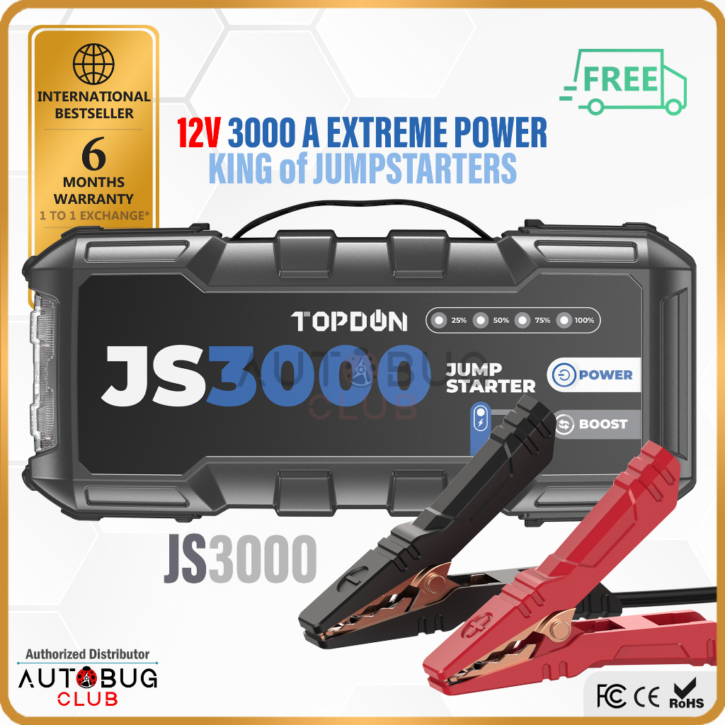 TOPDON JS3000 (3000 Peak A 24000 mAh) 12V Jumpstarter Powerbank JUMP