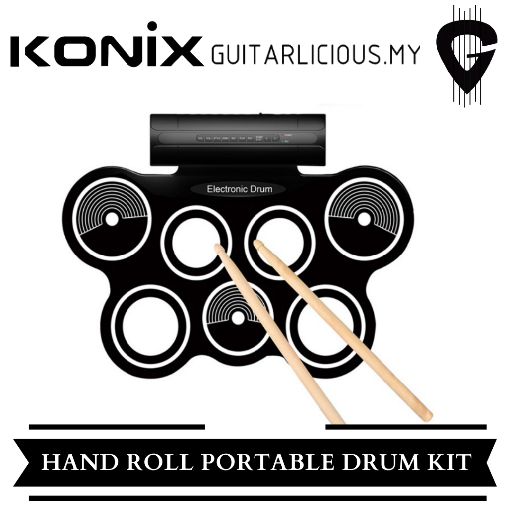 Hand Roll Digital Drum Kit (Konix / W759) Tabletop Portable Drum Travel