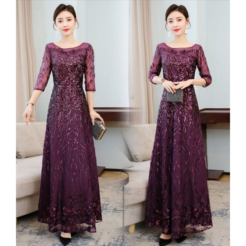 Elegant purple lace dinner dress *Malaysia ready stock* | Shopee Malaysia