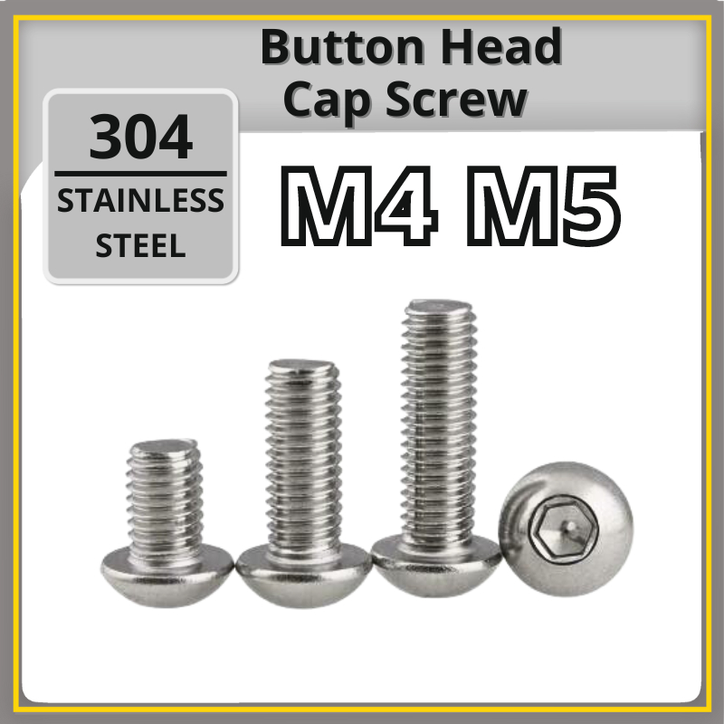 M4 M5 Hex Socket Button Head Screw ISO7380 SUS 304 Stainless Steel