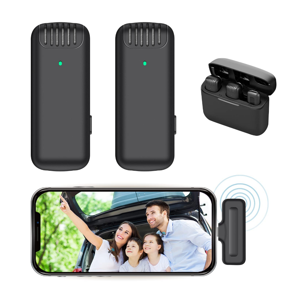 2in1 Wireless Lapel Lavalier Microphone pc for Phone Mini Mic Recording