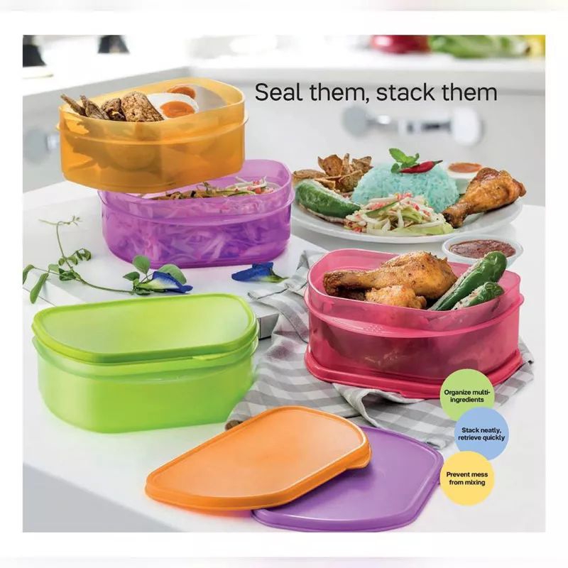 Clear Stock Tupperware half fridge stackable 650ml (1) random colour ...