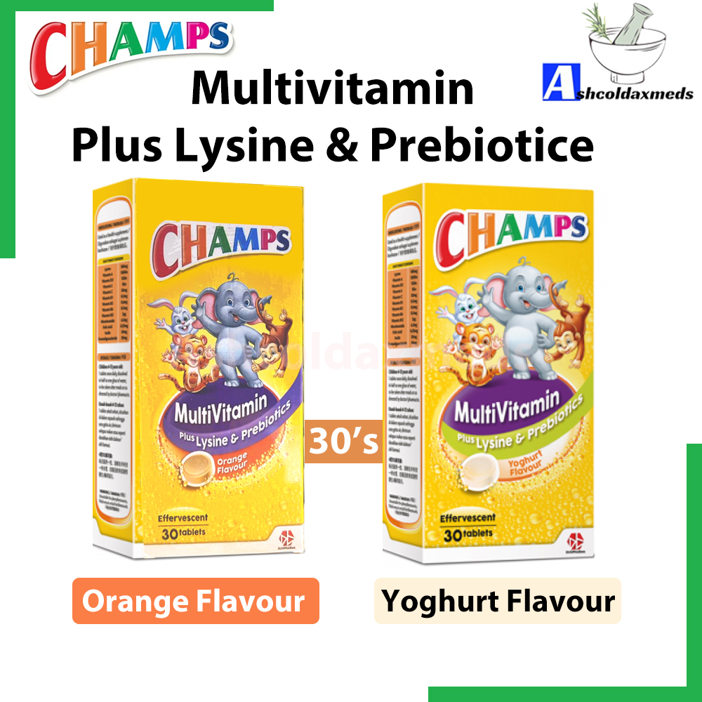 Champs Multivitamin Plus Lysine & Prebiotics Orange/Yoghurt Flavour 30