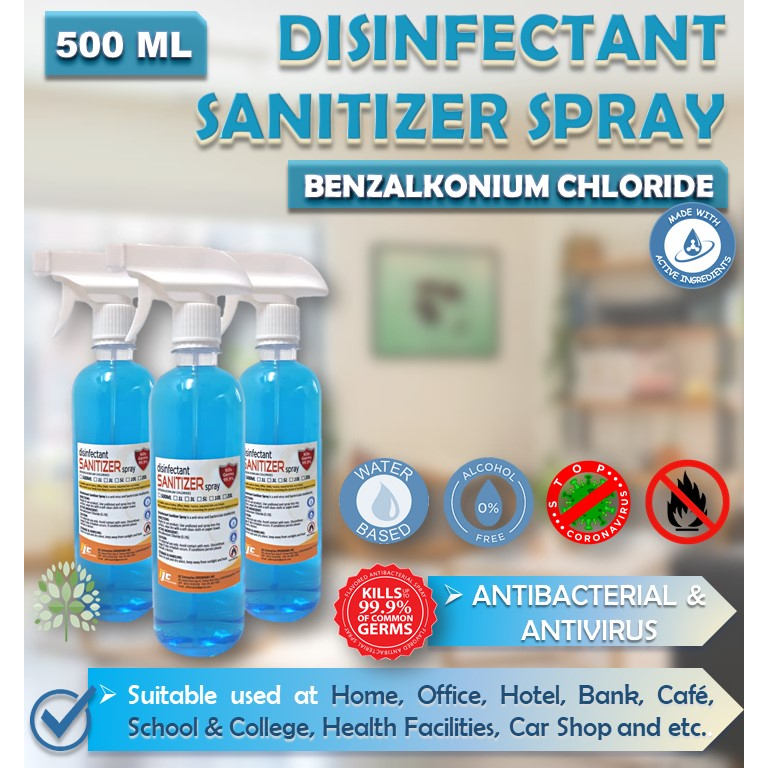 Disinfectant Sanitizer Spray (Benzalkonium Chloride)/500ML /Garden/With