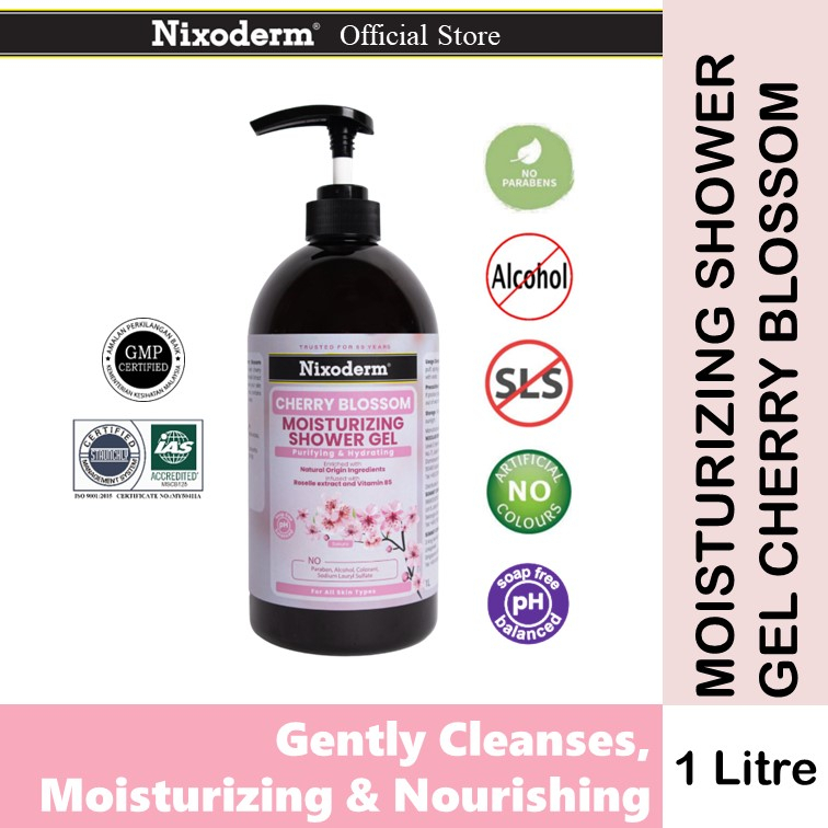 Nixoderm Moisturizing Shower Gel Cherry Blossom 1000ml Shopee Malaysia