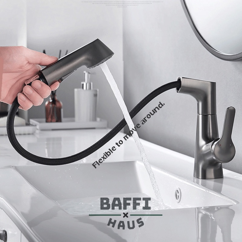 Bathroom Basin Tap Pull out Faucet Gun Metal | Shopee Malaysia
