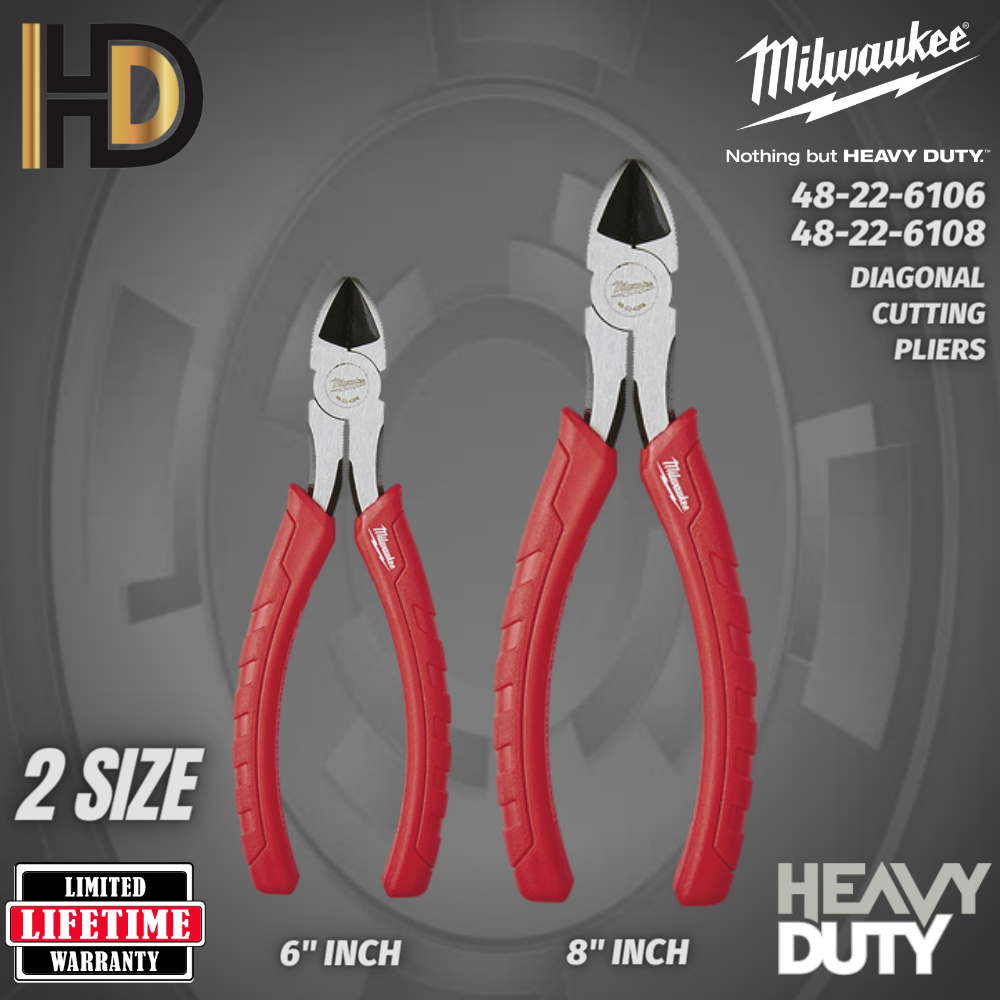 Milwaukee Diagonal Cutting Pliers / 2 Size Diagonal Pliers / 6" + 8