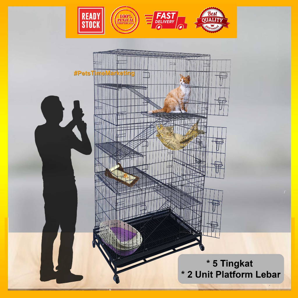 Sangkar Kucing Besar 5 Tingkat 3 Kaki Cat Cage 5 Level 3 Feet Cat