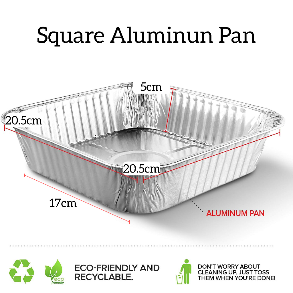 Square Aluminum Pans Foil Pans Disposable Food Containers Great for Baking Cake, Cooking