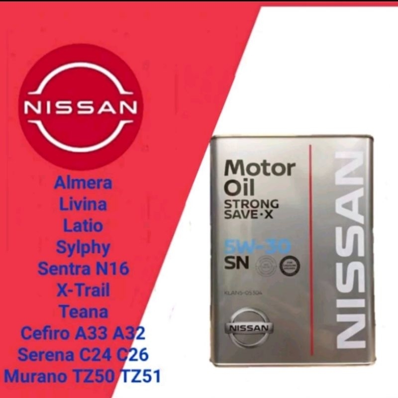 NISSAN ENGINE OIL SN 5W30 4LITER 100% ORI STRONG SAVE X FULLY SYNTHETIC ...