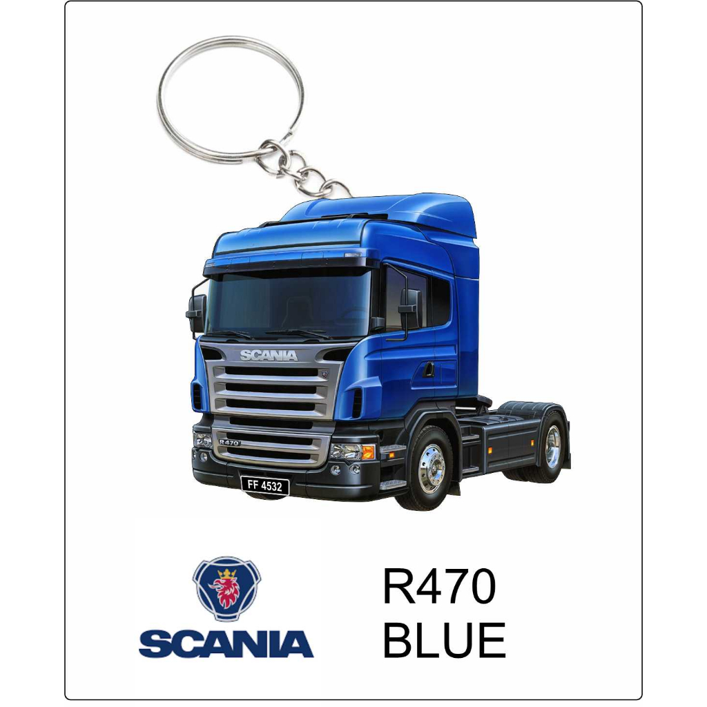 scania r470 truck blue highline long hauler lori kargo keychain 2d ...