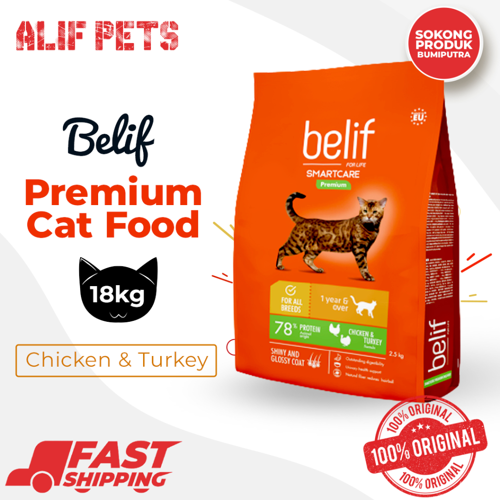 BELIF PREMIUM CAT FOOD CHICKEN & TURKEY 18KG(NEW PACKAGING) Shopee Malaysia
