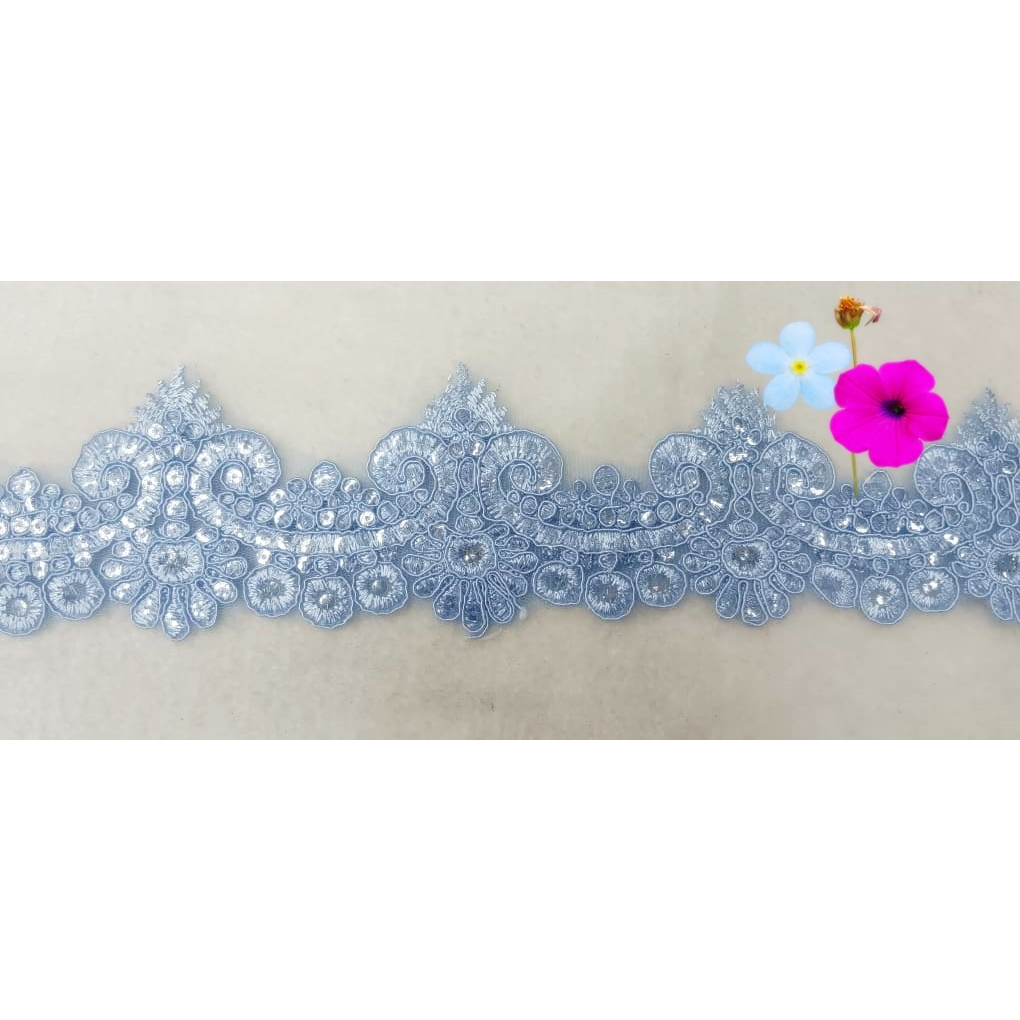 Renda Baju Manik Labuzi Tinggi 8cm, Lace Baju Raya, Border Lace Sequins ...