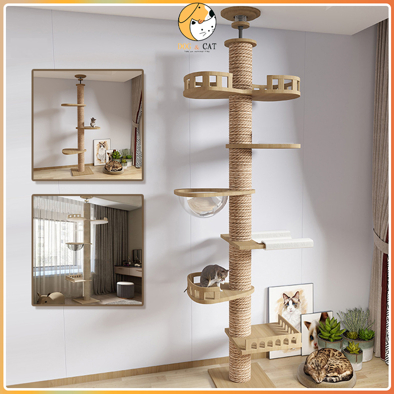 Premium Large Cat Tree House Wood Cat Condo Bed Scratcher House Cat