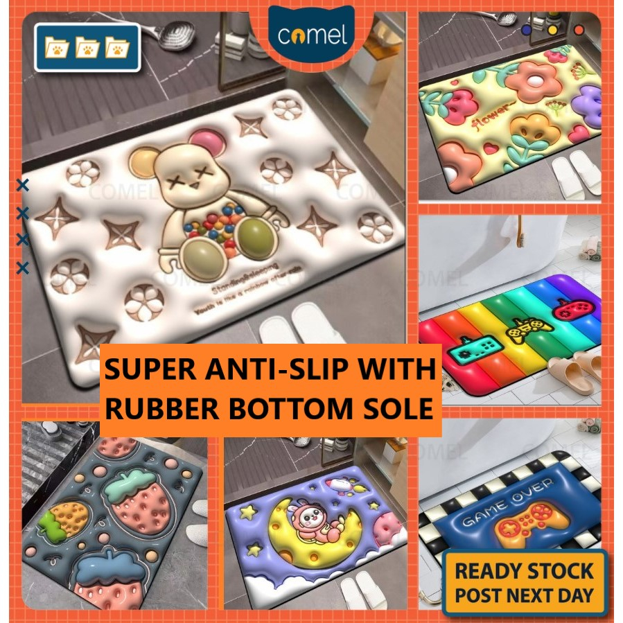 NonSlip Diatom mud 3D Printing Bathroom Mat Water Absorb Soft