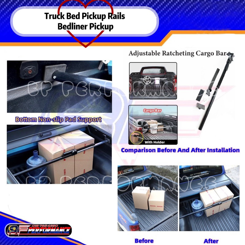 4x4 Adjustable Ratcheting Cargo Bar 1600mm - 1800mm Truck Bed Pickup ...
