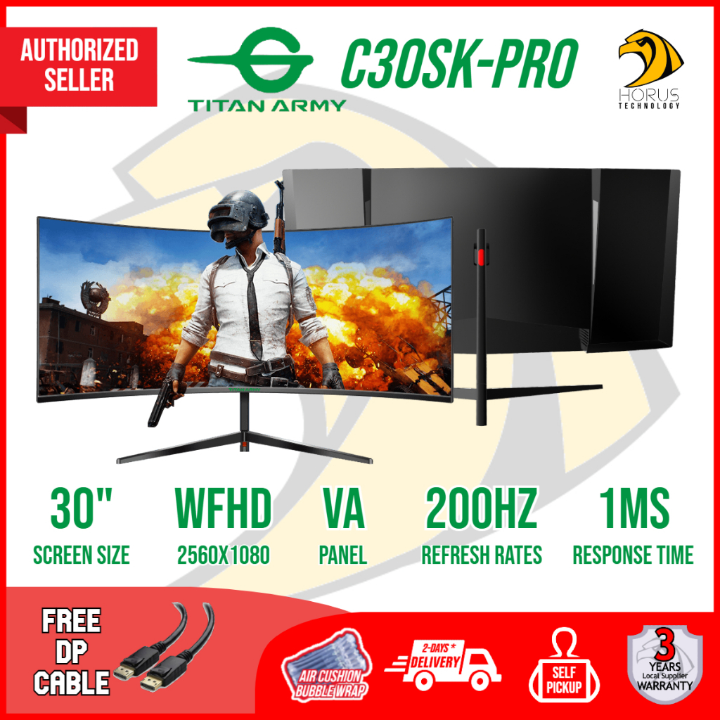 TITAN ARMY 30” Curved Ultrawide 200Hz VA ELED Gaming Monitor (C30SK-PRO ...