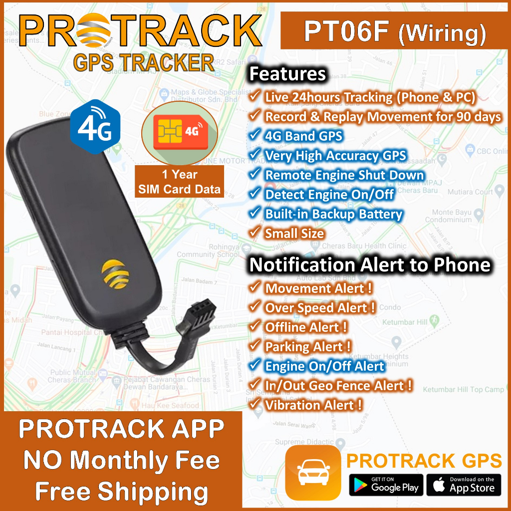 [Singapore & Malaysia] GPS Tracker PT06F 4G Engine Cut Off [12 Months
