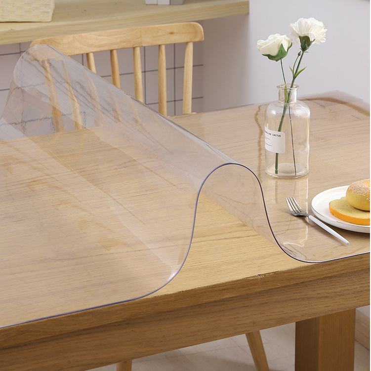 Soft Transparent Table Cloth Pvc Alas Meja Viral Tebal Mm Thickness Transparent Pvc Table Mat