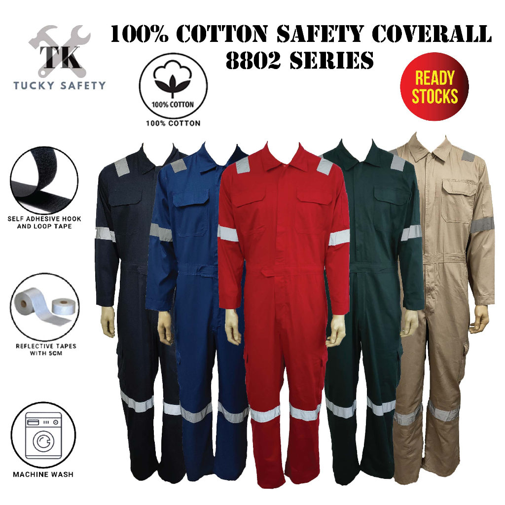 100 ECONOMIC COTTON SAFETY COVERALL MEN'S HEAVY DUTY SAFETY COVERALL / COVERALL WITH REFLECTIVE