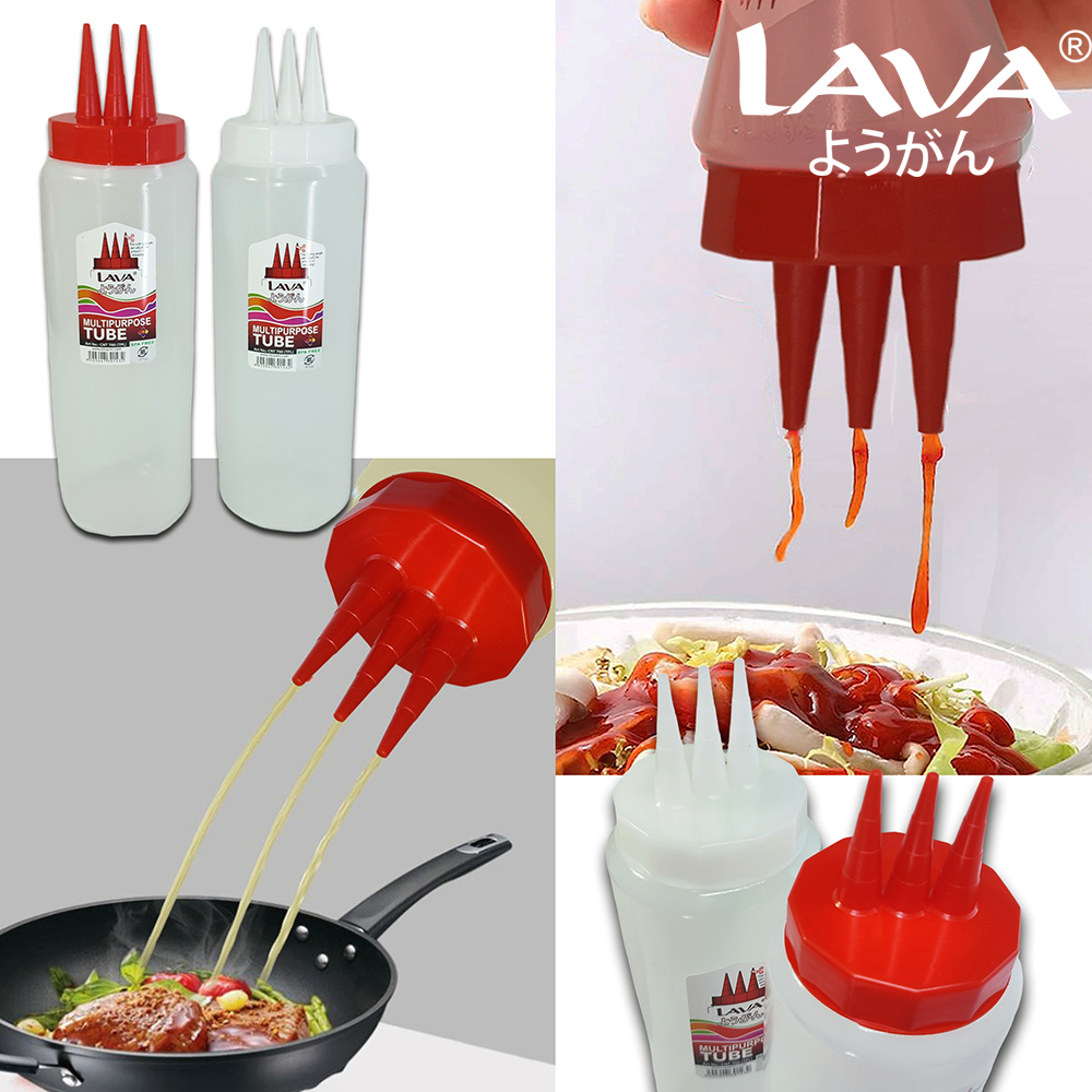LAVA Multipurpose 3 Nozzles Tube Sauce Squeezer Ketchup Liquid Bottle ...