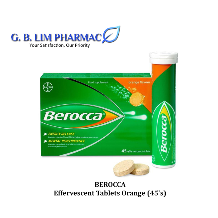 BEROCCA ORANGE FLAVOUR 45 Effervescent Tablets ( EXP: 30-JUNE-2024 ...