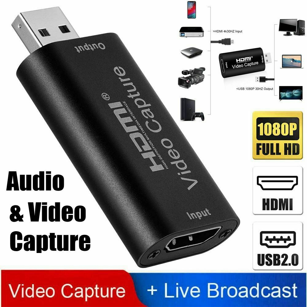 HDMI To USB Audio Video Capture Card, FHD 1080p USB 2.0 Recording From Dslr Camera For Live Streaming Streaming Hdmi Capture Black - View #2