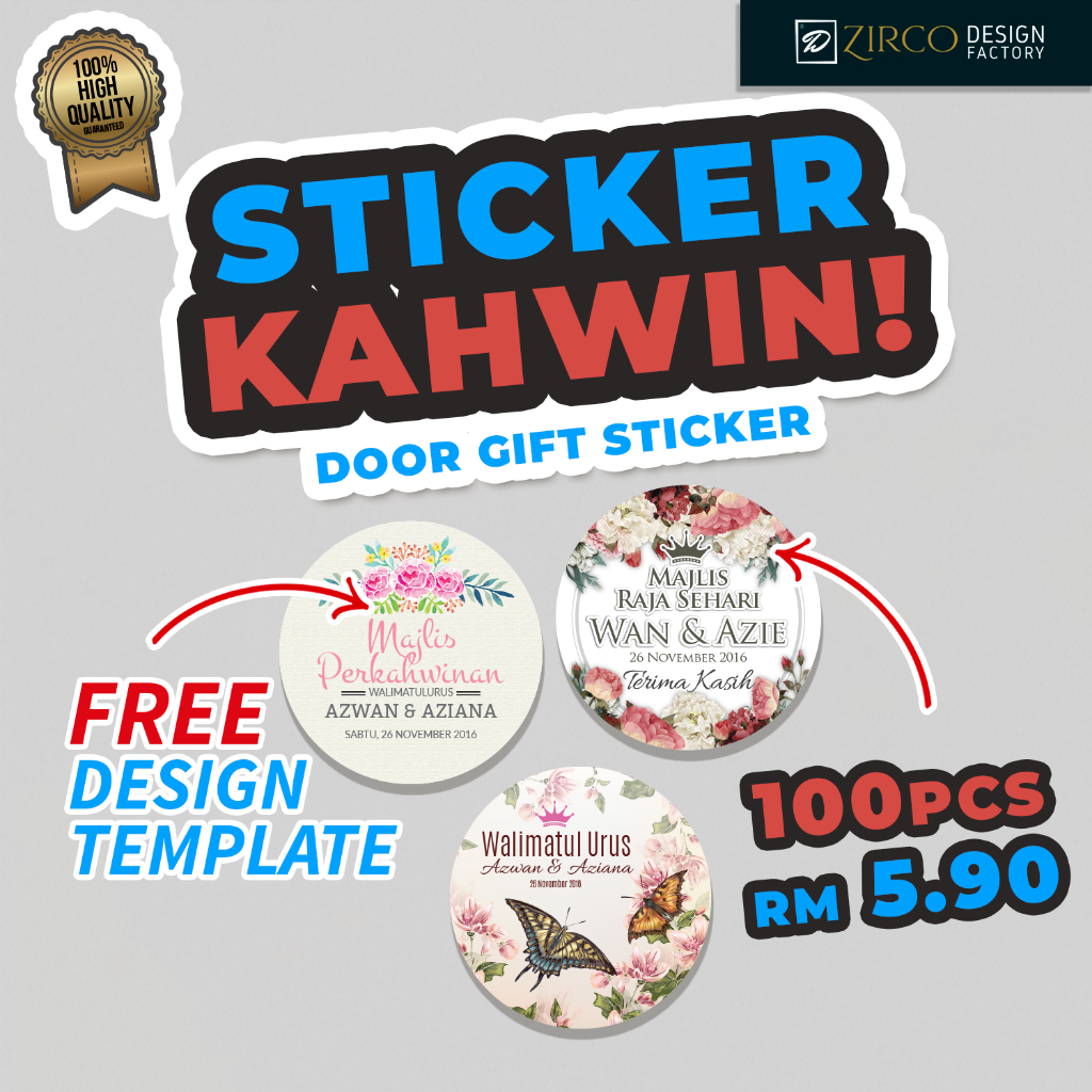 Sticker Kahwin Siap Potong | Doorgift | Sticker Goodies | Label Sticker ...