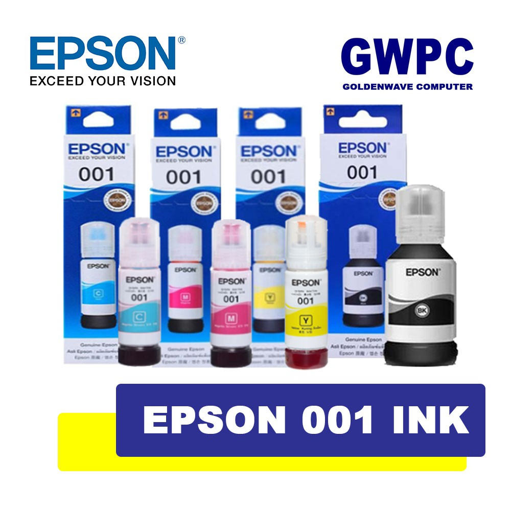 ORIGINAL EPSON 001 INK - L4150 L4160 L6160 L6170 L6190 Black Y100 Y200 ...