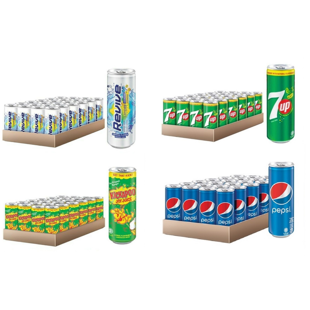 320ml X 24 Can (KICKAPOO / PEPSI / 7 UP / 7 UP FREE / REVIVE | Shopee ...