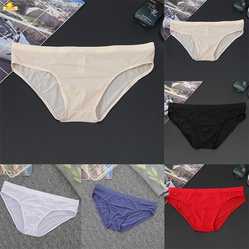 5 Mens Sexy Briefs Ice Silk G-string Underwear See-Through Thong ...