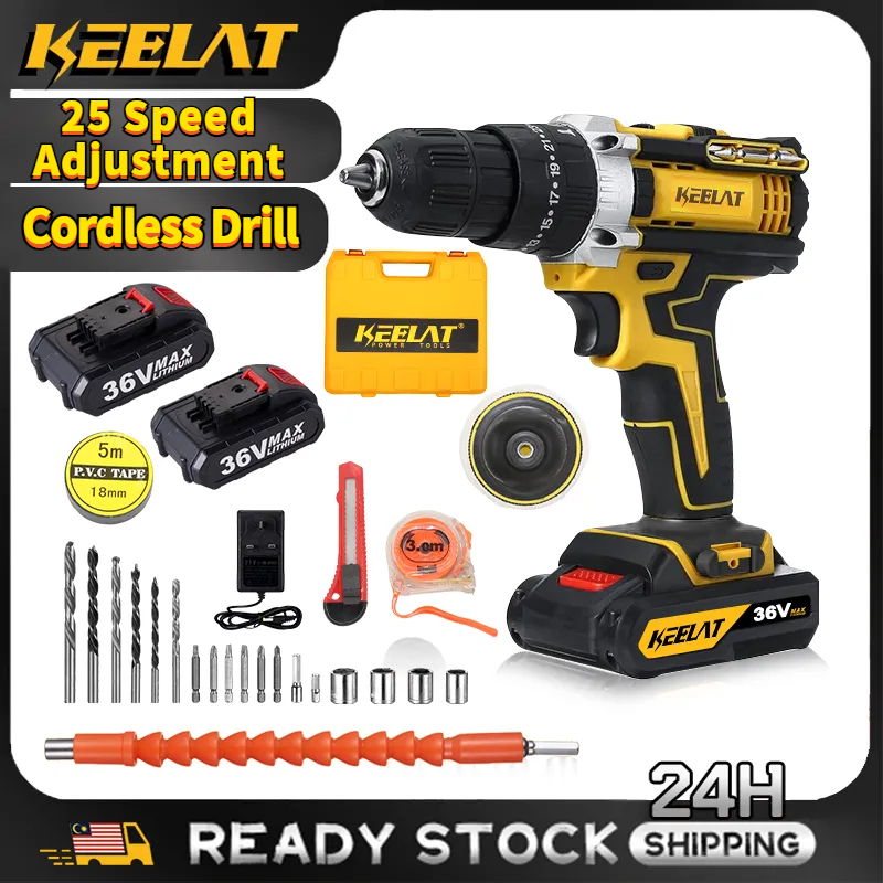 KEELAT wall drill 29pcs Set Cordless Drill Hand Impact Drill ...