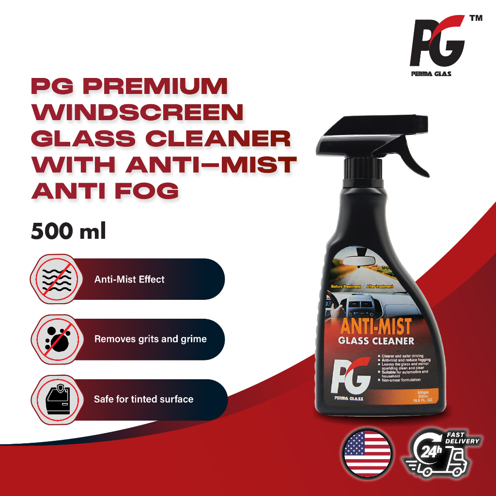 PG Premium Windscreen Glass Cleaner with AntiMist Anti Fog (500ml
