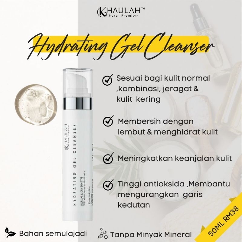 KHAULAH HYDRATING GEL CLEANSER (kulit kering, dehydrated, matured skin