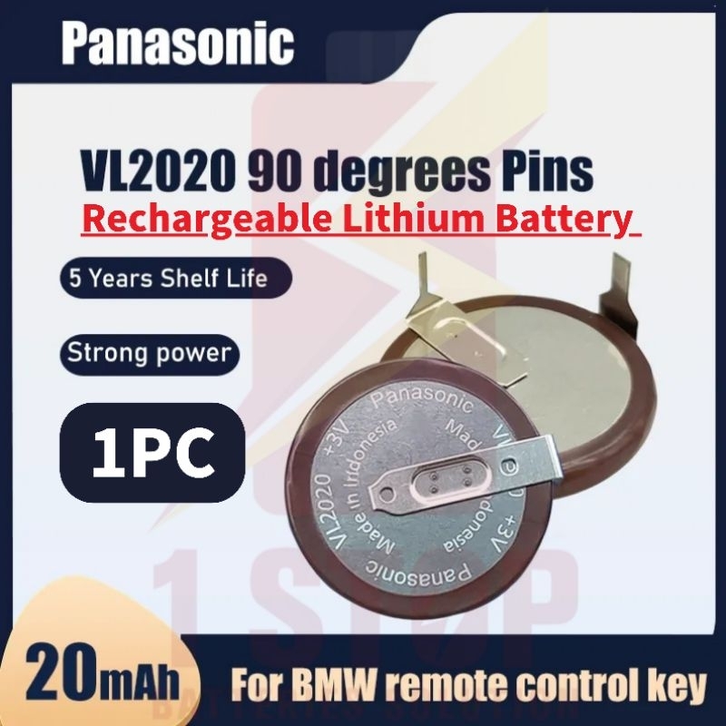 Panasonic Vl2020 With Legs 90 Degrees 3v 20mah Rechargeable Lithium Battery For Bmw Car Key 6661