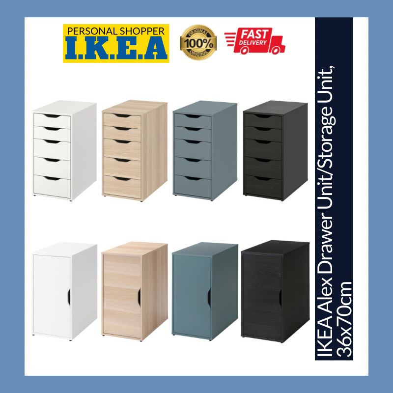 IKEA Alex Drawer Storage Unit With 5 Five Drawers 36x70cm Doors Shelf
