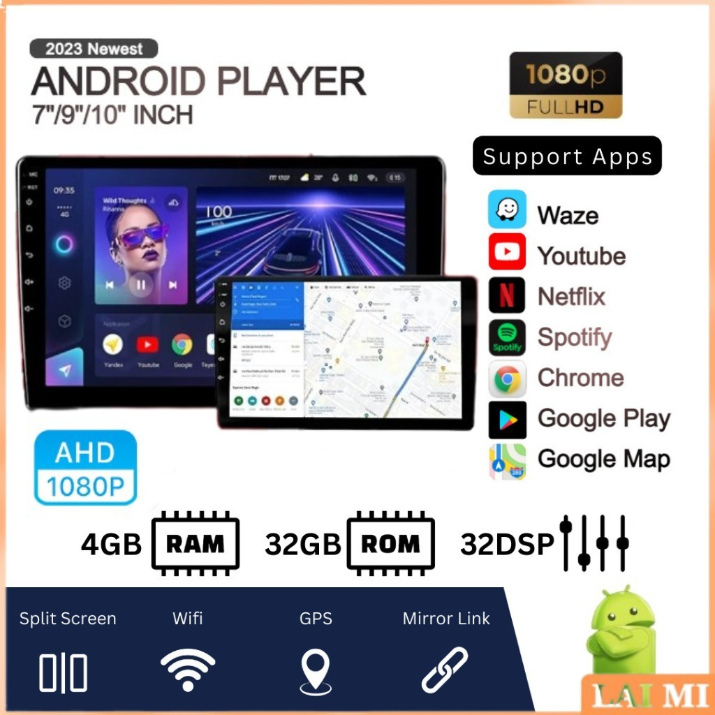 Android Car Player 7 9 10 Inch Android Player AHD 4GB RAM+32GB Quad ...