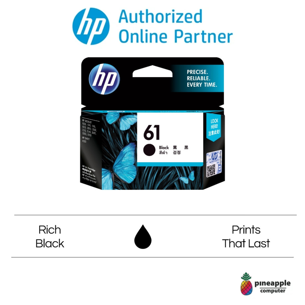 HP 61 Black Original Ink Cartridge, For 1000–J110a/1010/2000–J210a/3000 ...