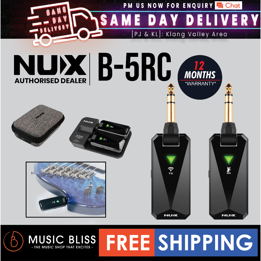 NUX B-5RC 2.4GHz Guitar Transmitter Receiver Wireless System with ...