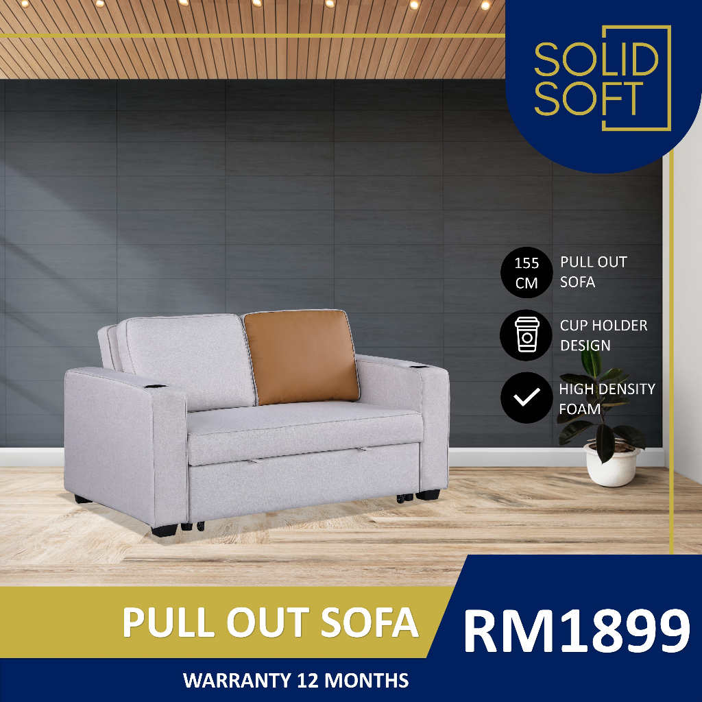 SolidSoft Pull Out Sofa Bed Back Mechanism With Cup Holder Sleeper Bed