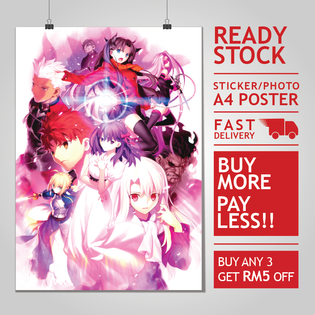 (READY STOCK) Fate/Stay Night A4 Photo Poster/Sticker | Poster #3 | A4 ...
