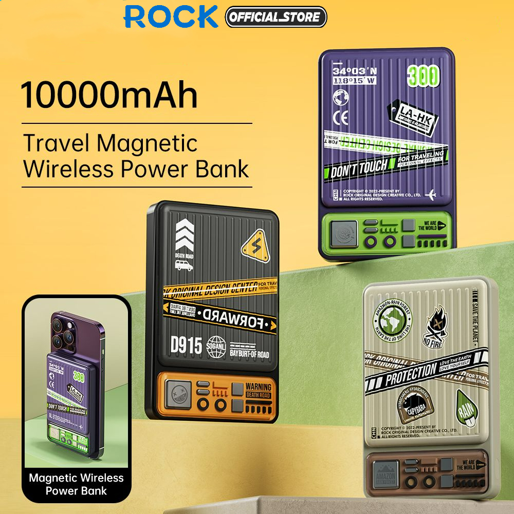 ROCK P90 PD 20W Travel Series Magnetic Wireless Power Bank (10000mAh ...